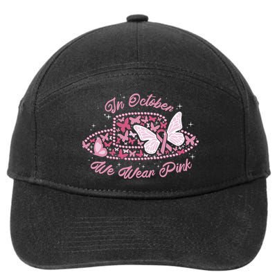 In October We Wear Pink Butterfly Ribbon 7-Panel Snapback Hat