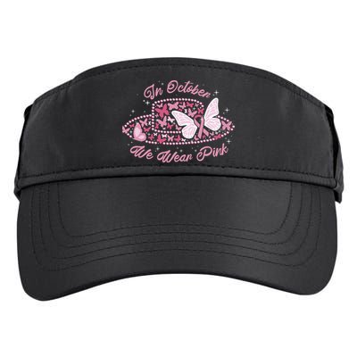 In October We Wear Pink Butterfly Ribbon Adult Drive Performance Visor