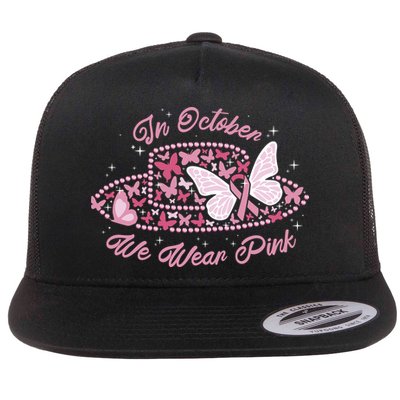 In October We Wear Pink Butterfly Ribbon Flatbill Hat