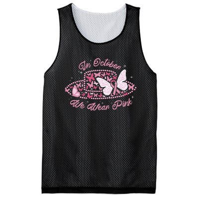 In October We Wear Pink Butterfly Ribbon Mesh Reversible Basketball Jersey Tank