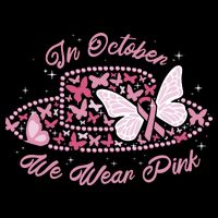 In October We Wear Pink Butterfly Ribbon Poster