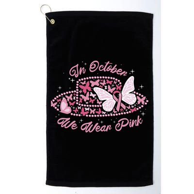 In October We Wear Pink Butterfly Ribbon Golf Towel