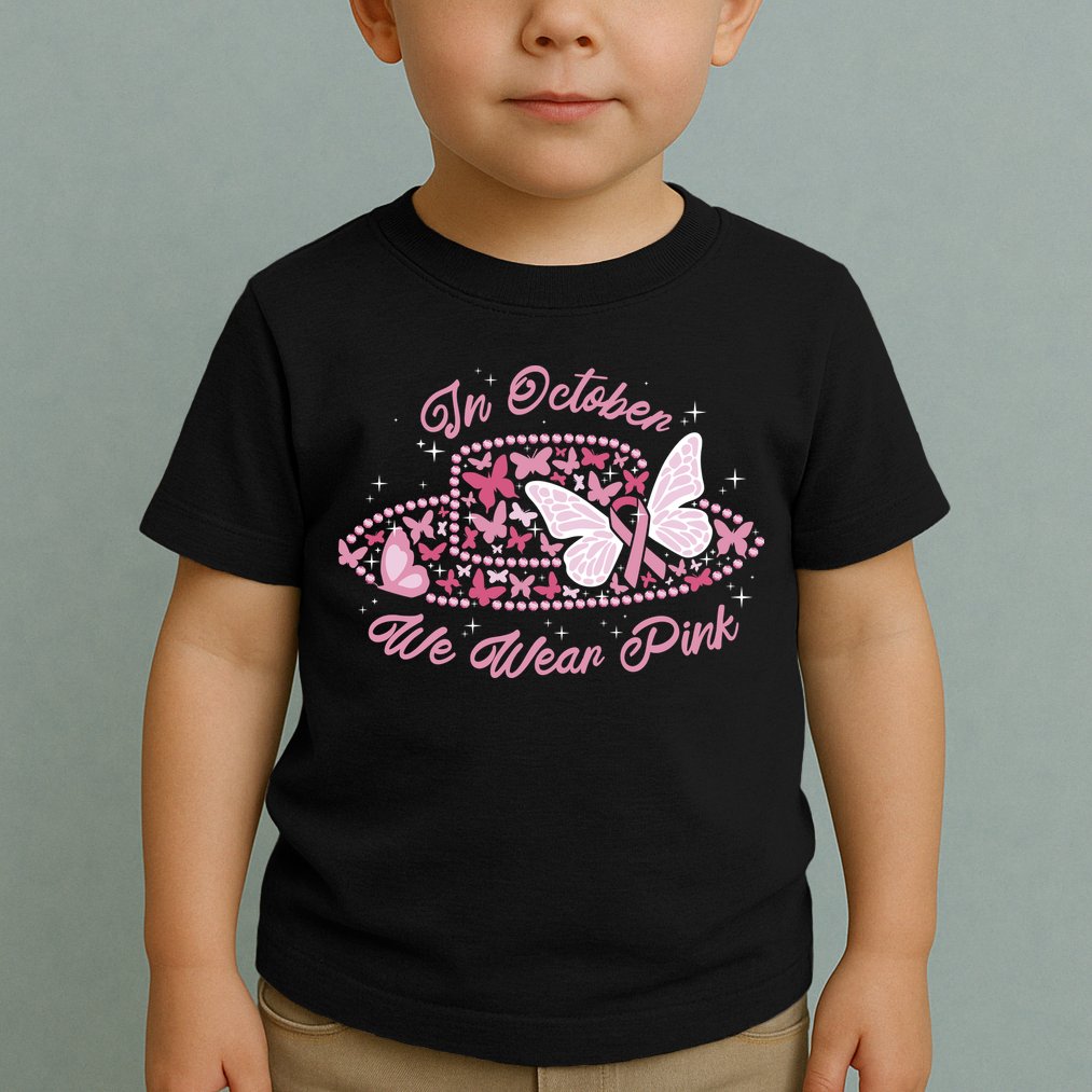 In October We Wear Pink Butterfly Ribbon Toddler T-Shirt