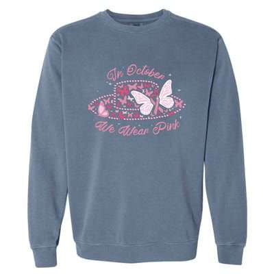 In October We Wear Pink Butterfly Ribbon Garment-Dyed Sweatshirt