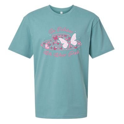 In October We Wear Pink Butterfly Ribbon Sueded Cloud Jersey T-Shirt