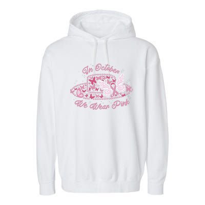 In October We Wear Pink Butterfly Ribbon Garment-Dyed Fleece Hoodie