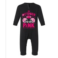 In October We Wear Pin.K Football Breast Cancer Awareness Infant Fleece One Piece