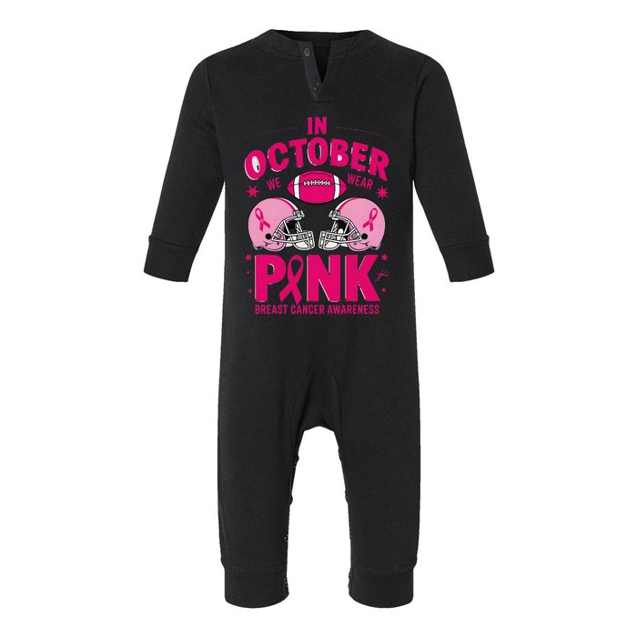 In October We Wear Pin.K Football Breast Cancer Awareness Infant Fleece One Piece