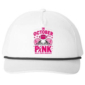 In October We Wear Pin.K Football Breast Cancer Awareness Snapback Five-Panel Rope Hat