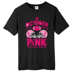 In October We Wear Pin.K Football Breast Cancer Awareness Tall Fusion ChromaSoft Performance T-Shirt