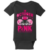 In October We Wear Pin.K Football Breast Cancer Awareness Baby Bodysuit