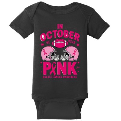 In October We Wear Pin.K Football Breast Cancer Awareness Baby Bodysuit