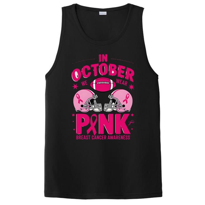 In October We Wear Pin.K Football Breast Cancer Awareness PosiCharge Competitor Tank