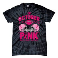 In October We Wear Pin.K Football Breast Cancer Awareness Tie-Dye T-Shirt