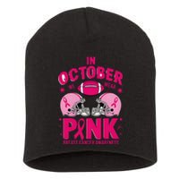 In October We Wear Pin.K Football Breast Cancer Awareness Short Acrylic Beanie