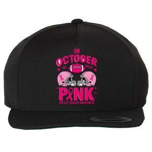 In October We Wear Pin.K Football Breast Cancer Awareness Wool Snapback Cap