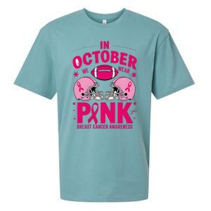 In October We Wear Pin.K Football Breast Cancer Awareness Sueded Cloud Jersey T-Shirt