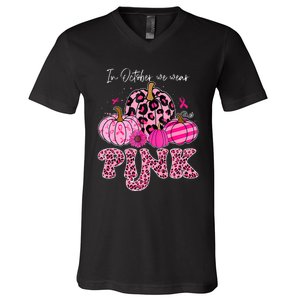 In October We Wear Pink_ Thanksgiving Breast Cancer Awareness V-Neck T-Shirt