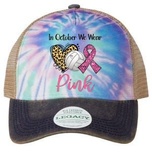 In October We Wear Pink Volleyball Breast Cancer Awareness  Legacy Tie Dye Trucker Hat