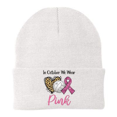 In October We Wear Pink Volleyball Breast Cancer Awareness  Knit Cap Winter Beanie