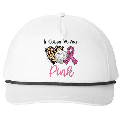 In October We Wear Pink Volleyball Breast Cancer Awareness  Snapback Five-Panel Rope Hat