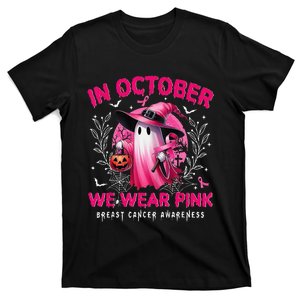 In October We Wear Pin.K Ghost Witch Breast Cancer Awareness T-Shirt