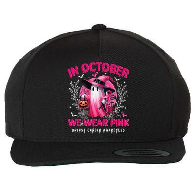 In October We Wear Pin.K Ghost Witch Breast Cancer Awareness Wool Snapback Cap