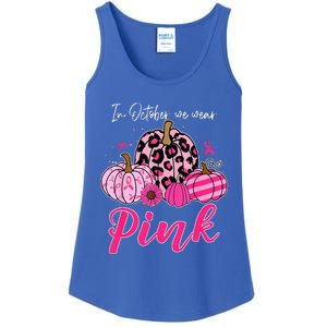 In October We Wear Pink Pumpkin Breast Cancer Awareness Ladies Essential Tank