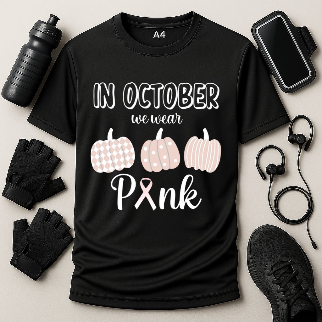 In October We Wear Pink Pumpkin Breast Cancer Cooling Performance Crew T-Shirt