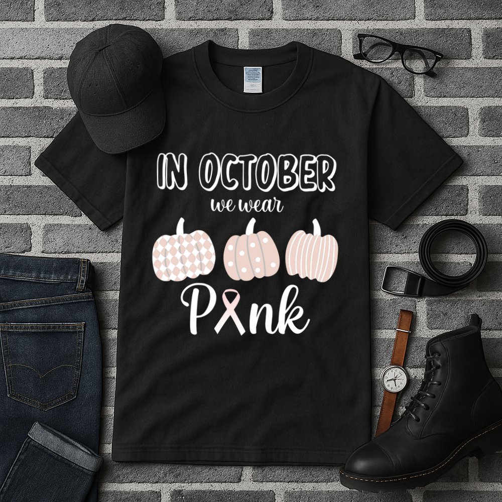 In October We Wear Pink Pumpkin Breast Cancer Tall T-Shirt