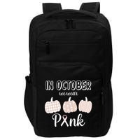 In October We Wear Pink Pumpkin Breast Cancer Impact Tech Backpack