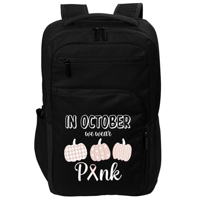 In October We Wear Pink Pumpkin Breast Cancer Impact Tech Backpack