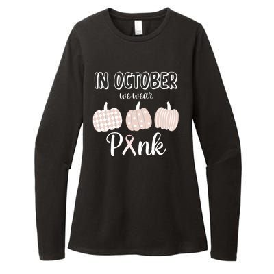 In October We Wear Pink Pumpkin Breast Cancer Womens CVC Long Sleeve Shirt