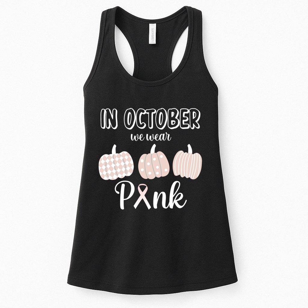 In October We Wear Pink Pumpkin Breast Cancer Womens Tank Top