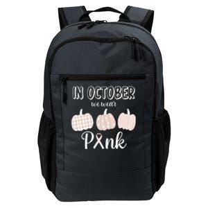 In October We Wear Pink Pumpkin Breast Cancer Daily Commute Backpack