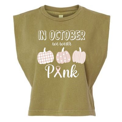 In October We Wear Pink Pumpkin Breast Cancer Garment-Dyed Women's Muscle Tee