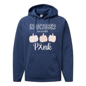 In October We Wear Pink Pumpkin Breast Cancer Performance Fleece Hoodie