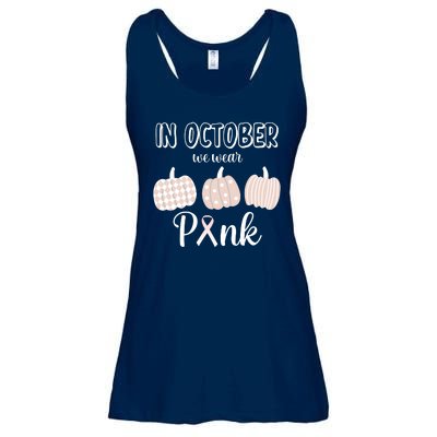 In October We Wear Pink Pumpkin Breast Cancer Ladies Essential Flowy Tank