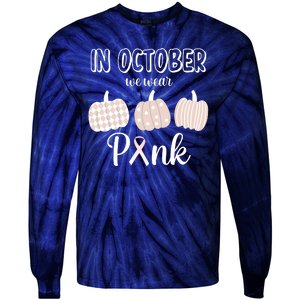 In October We Wear Pink Pumpkin Breast Cancer Tie-Dye Long Sleeve Shirt