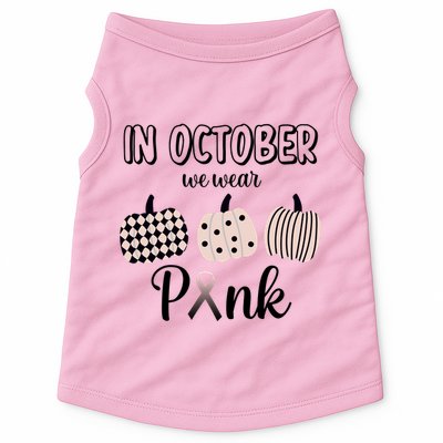 In October We Wear Pink Pumpkin Breast Cancer Doggie Tank