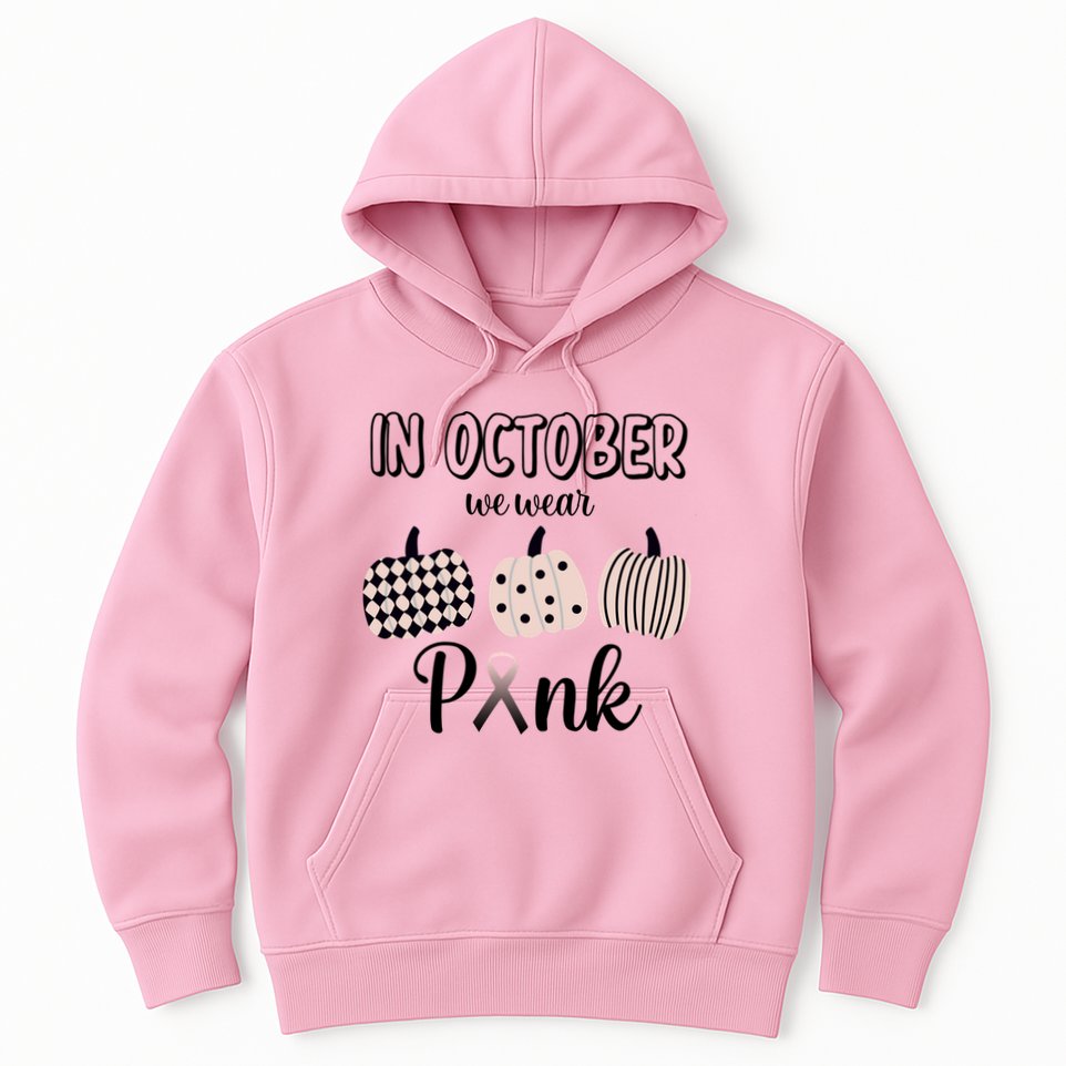 In October We Wear Pink Pumpkin Breast Cancer Hoodie
