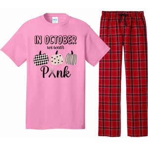 In October We Wear Pink Pumpkin Breast Cancer Pajama Set