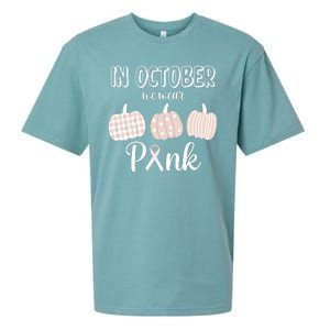 In October We Wear Pink Pumpkin Breast Cancer Sueded Cloud Jersey T-Shirt