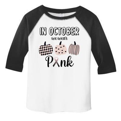 In October We Wear Pink Pumpkin Breast Cancer Toddler Fine Jersey T-Shirt