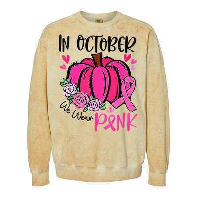 In October We Wear Pink Pumpkin Funny Breast Cancer Colorblast Crewneck Sweatshirt