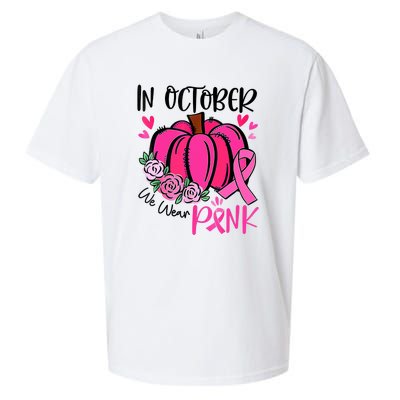 In October We Wear Pink Pumpkin Funny Breast Cancer Sueded Cloud Jersey T-Shirt