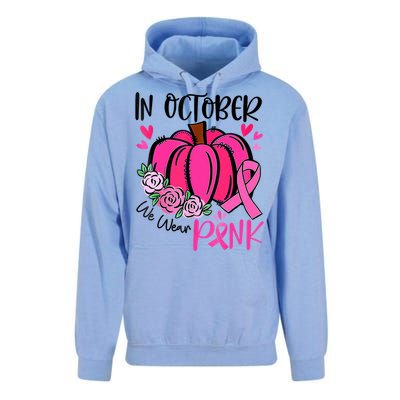 In October We Wear Pink Pumpkin Funny Breast Cancer Unisex Surf Hoodie