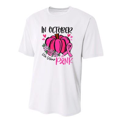 In October We Wear Pink Pumpkin Funny Breast Cancer Youth Performance Sprint T-Shirt