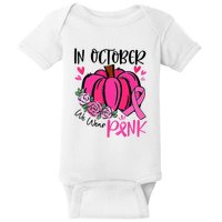 In October We Wear Pink Pumpkin Funny Breast Cancer Baby Bodysuit