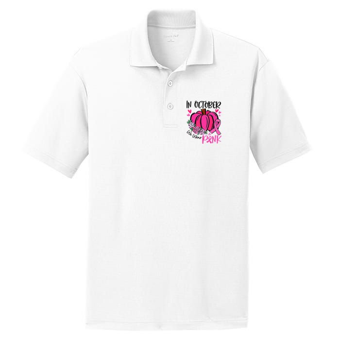 In October We Wear Pink Pumpkin Funny Breast Cancer PosiCharge RacerMesh Polo